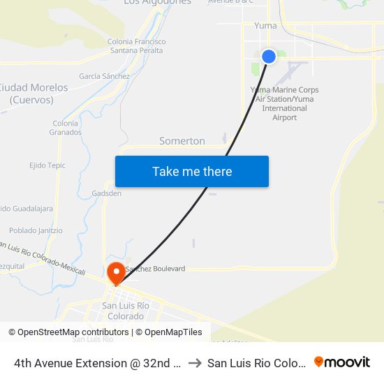 4th Avenue Extension @ 32nd Street to San Luis Rio Colorado map