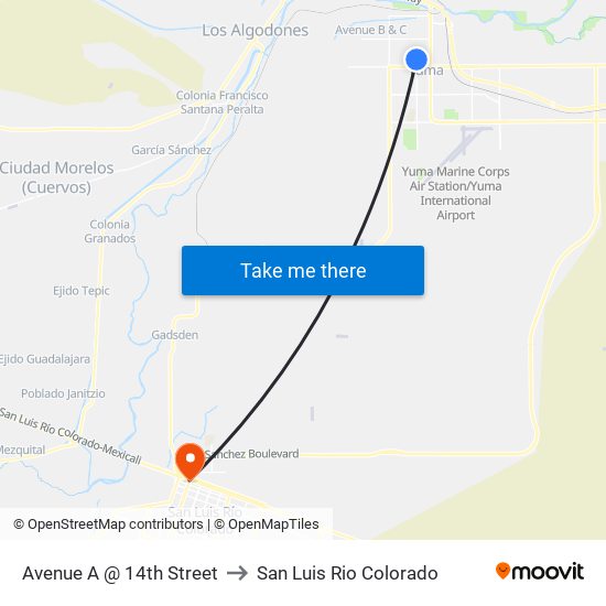 Avenue A @ 14th Street to San Luis Rio Colorado map