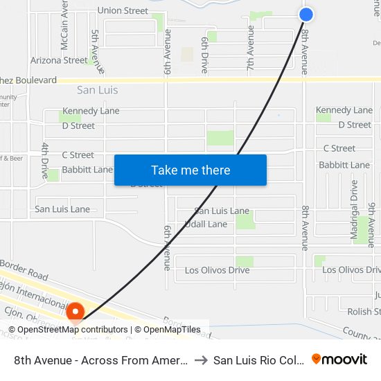 8th Avenue - Across From America Street to San Luis Rio Colorado map