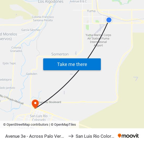 Avenue 3e - Across Palo Verde St to San Luis Rio Colorado map