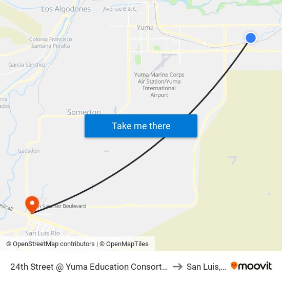 24th Street @ Yuma Education Consortium Yard to San Luis, AZ map