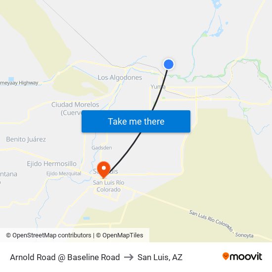 Arnold Road @ Baseline Road to San Luis, AZ map