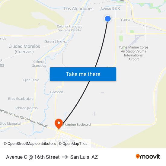 Avenue C @ 16th Street to San Luis, AZ map