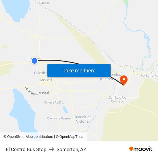 El Centro Bus Stop to Somerton, AZ map