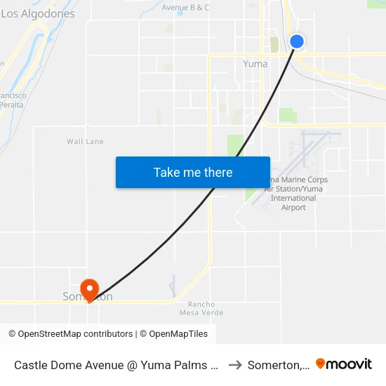 Castle Dome Avenue @ Yuma Palms Parkway to Somerton, AZ map