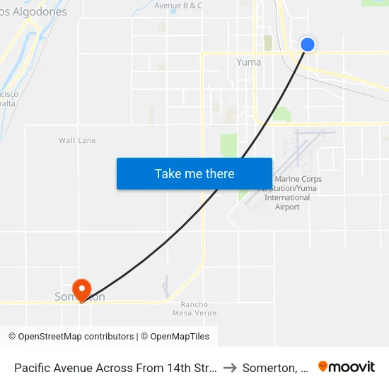 Pacific Avenue Across From 14th Street to Somerton, AZ map