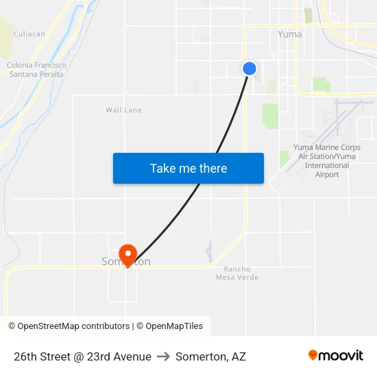 26th Street @ 23rd Avenue to Somerton, AZ map