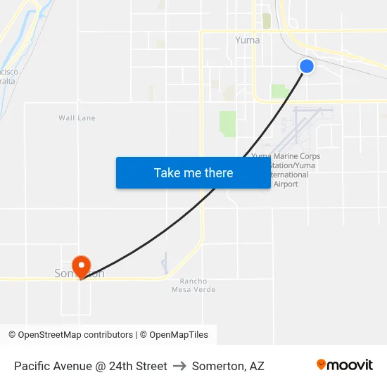 Pacific Avenue @ 24th Street to Somerton, AZ map