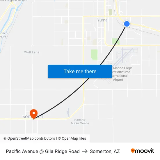 Pacific Avenue @ Gila Ridge Road to Somerton, AZ map
