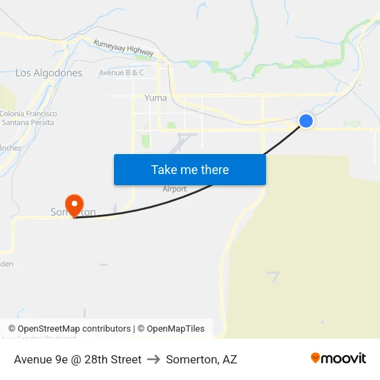 Avenue 9e @ 28th Street to Somerton, AZ map