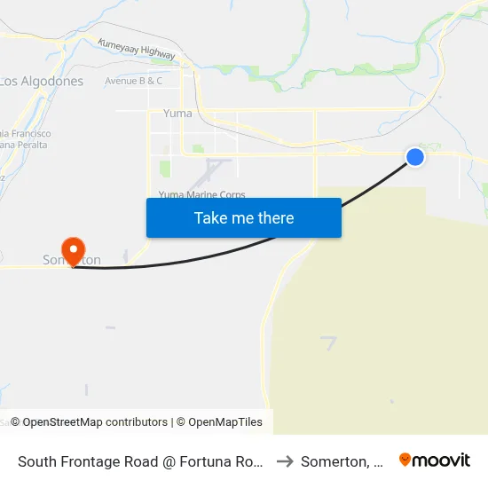 South Frontage Road @ Fortuna Road to Somerton, AZ map
