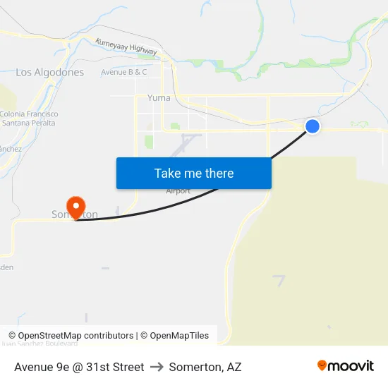 Avenue 9e @ 31st Street to Somerton, AZ map