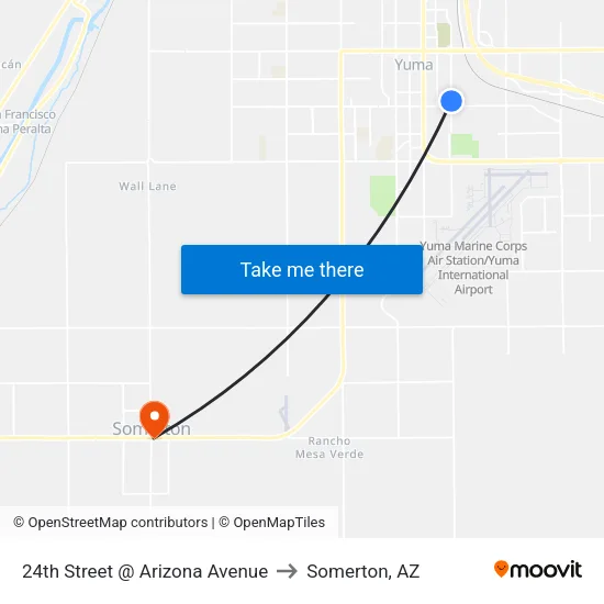 24th Street @ Arizona Avenue to Somerton, AZ map