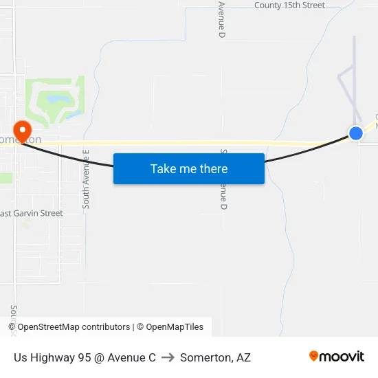 Us Highway 95 @ Avenue C to Somerton, AZ map