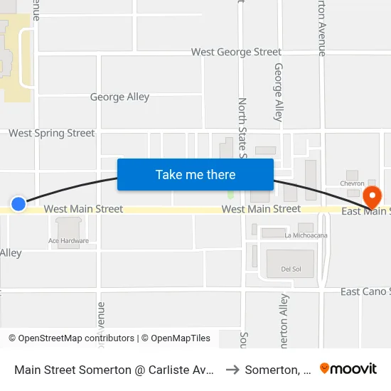 Main Street Somerton @ Carliste Avenue to Somerton, AZ map