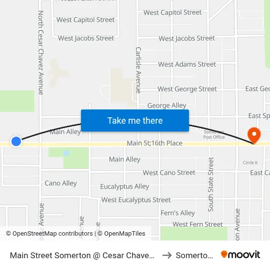 Main Street Somerton @ Cesar Chavez Boulevard to Somerton, AZ map