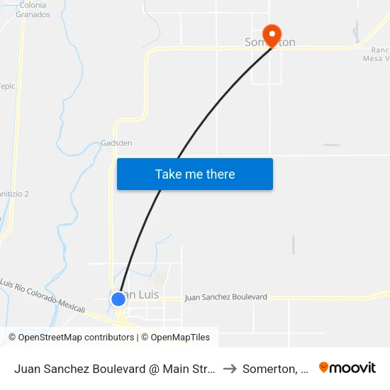 Juan Sanchez Boulevard @ Main Street to Somerton, AZ map