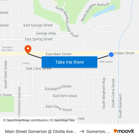 Main Street Somerton @ Cholla Avenue to Somerton, AZ map