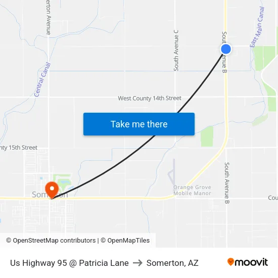 Us Highway 95 @ Patricia Lane to Somerton, AZ map