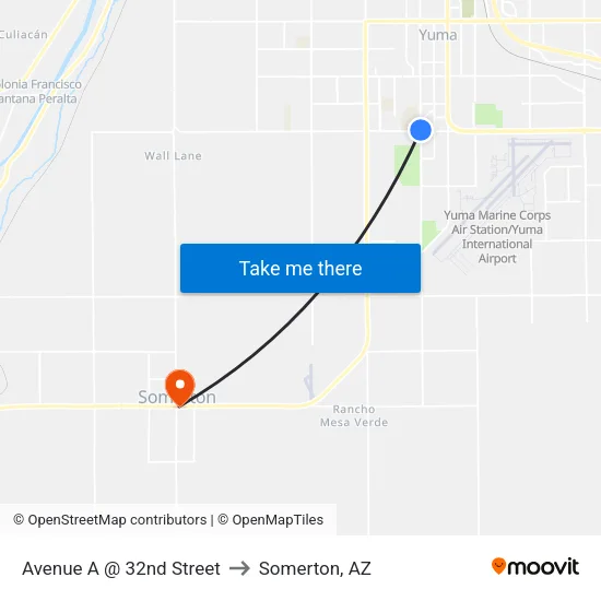 Avenue A @ 32nd Street to Somerton, AZ map