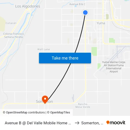Avenue B @ Del Valle Mobile Home Park to Somerton, AZ map