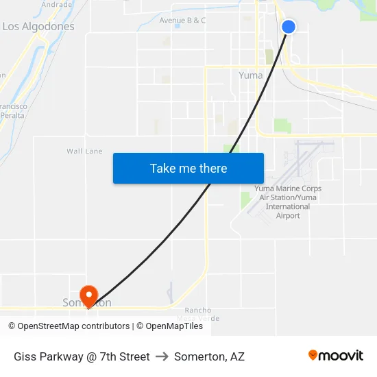 Giss Parkway @ 7th Street to Somerton, AZ map
