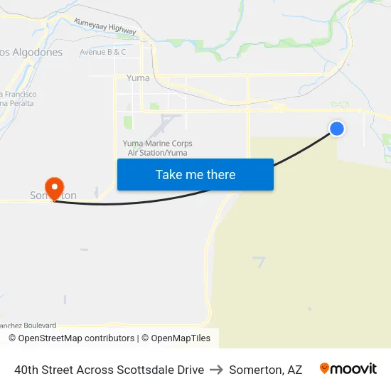 40th Street Across Scottsdale Drive to Somerton, AZ map