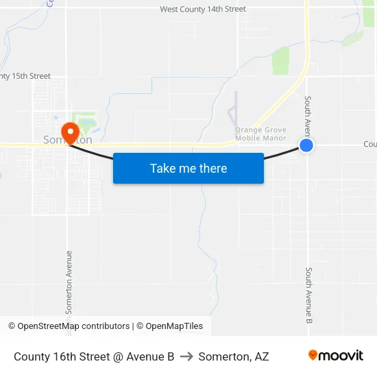 County 16th Street @ Avenue B to Somerton, AZ map