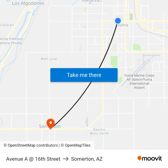 Avenue A @ 16th Street to Somerton, AZ map