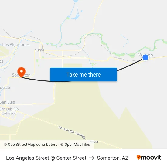 Los Angeles Street @ Center Street to Somerton, AZ map