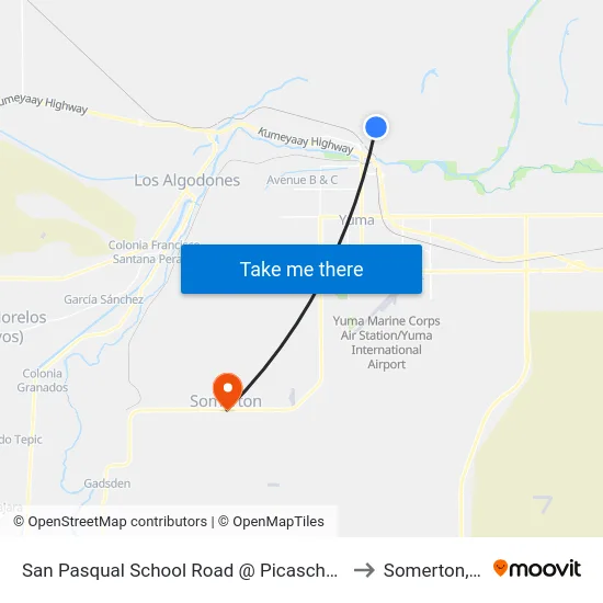 San Pasqual School Road @ Picascho Road to Somerton, AZ map