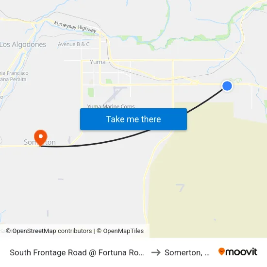 South Frontage Road @ Fortuna Road to Somerton, AZ map