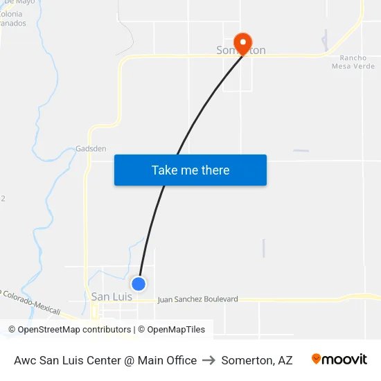 Awc San Luis Center @ Main Office to Somerton, AZ map