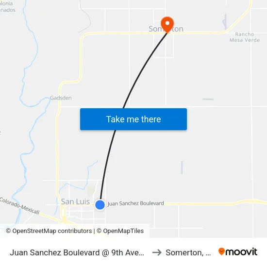 Juan Sanchez Boulevard @ 9th Avenue to Somerton, AZ map