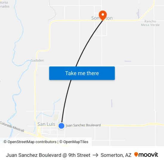 Juan Sanchez Boulevard @ 9th Street to Somerton, AZ map