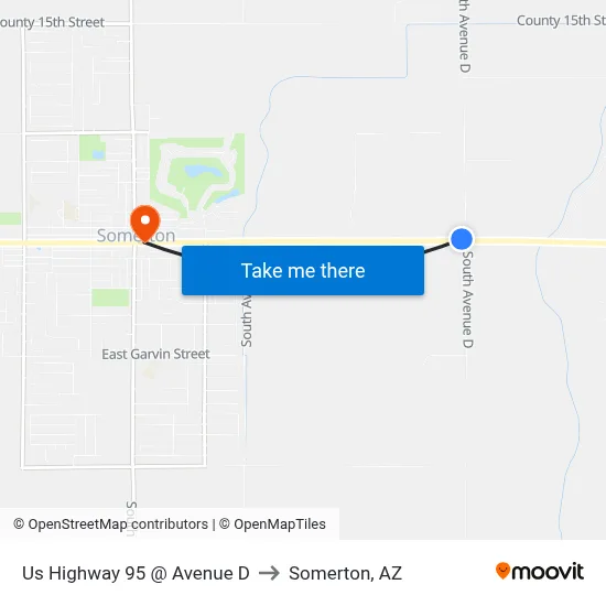 Us Highway 95 @ Avenue D to Somerton, AZ map