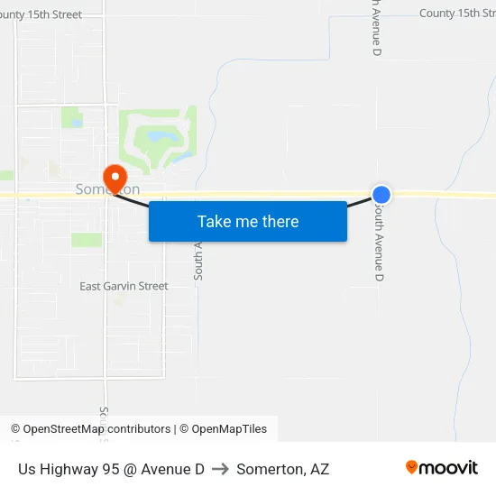 Us Highway 95 @ Avenue D to Somerton, AZ map