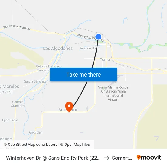 Winterhaven Dr @ Sans End Rv Park (2209 Winterhaven Dr) to Somerton, AZ map