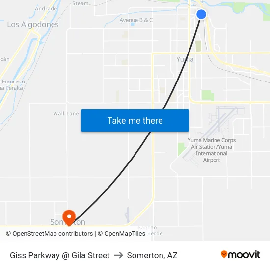 Giss Parkway @ Gila Street to Somerton, AZ map