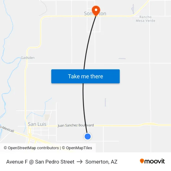 Avenue F @ San Pedro Street to Somerton, AZ map