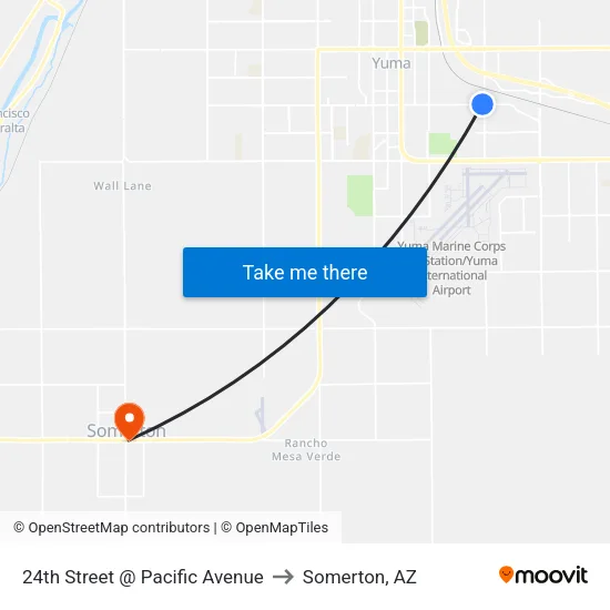 24th Street @ Pacific Avenue to Somerton, AZ map