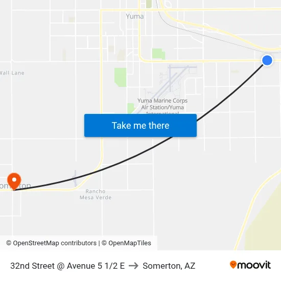 32nd Street @ Avenue 5 1/2 E to Somerton, AZ map