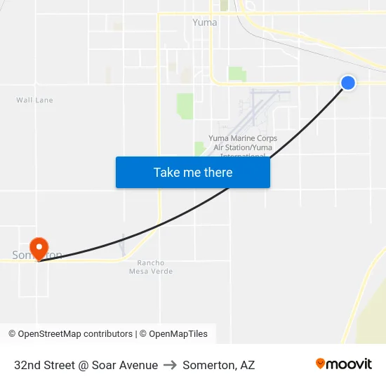 32nd Street @ Soar Avenue to Somerton, AZ map