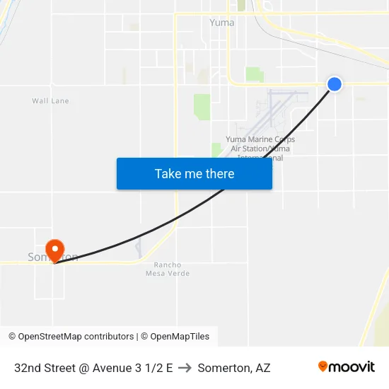 32nd Street @ Avenue 3 1/2 E to Somerton, AZ map