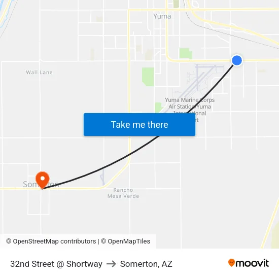 32nd Street @ Shortway to Somerton, AZ map