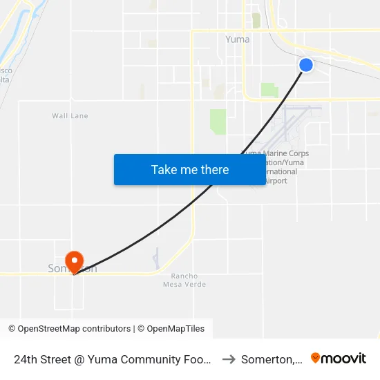 24th Street @ Yuma Community Food Bank to Somerton, AZ map