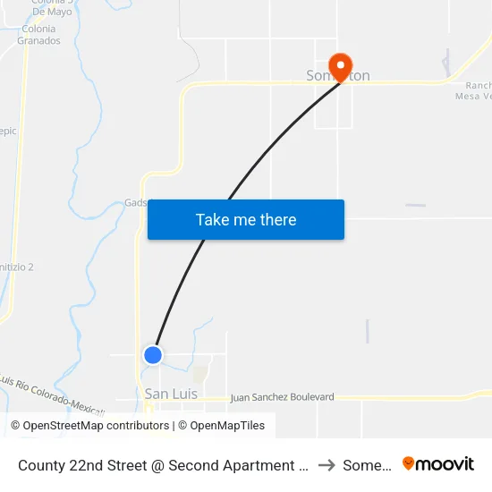 County 22nd Street @ Second Apartment Complex Entrance - Orgullo Del Sol to Somerton, AZ map