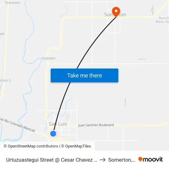 Urtuzuastegui Street @ Cesar Chavez Avenue to Somerton, AZ map