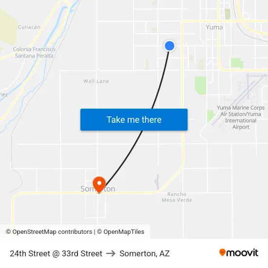 24th Street @ 33rd Street to Somerton, AZ map