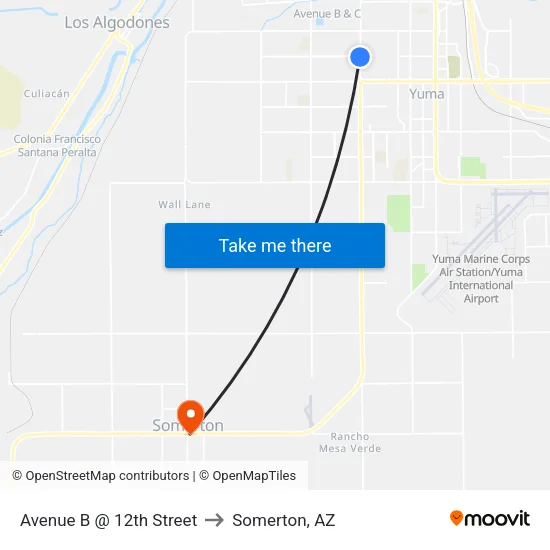 Avenue B @ 12th Street to Somerton, AZ map